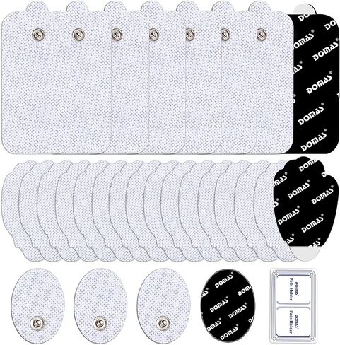 DOMAS 28 Pcs TENS Unit Replacement Pads Premium Reusable Electrode Pads（Snap On 3.5MM),Self Adhesive Electro Therapy Patches for Electrical Stimulation,Non Irritating Stim Pads Design in Kuwait