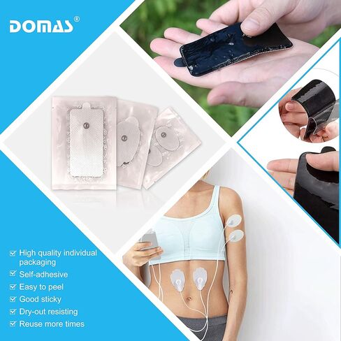 DOMAS 28 Pcs TENS Unit Replacement Pads Premium Reusable Electrode Pads（Snap On 3.5MM),Self Adhesive Electro Therapy Patches for Electrical Stimulation,Non Irritating Stim Pads Design in Kuwait