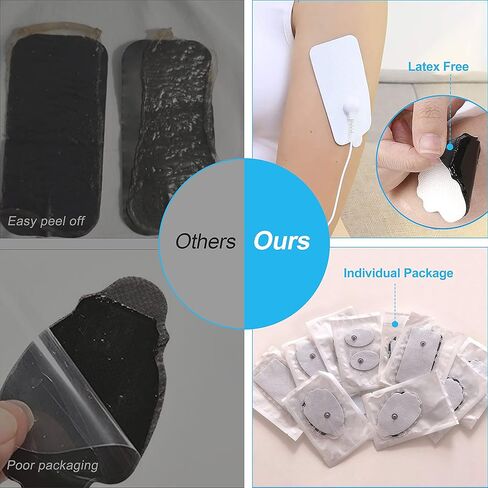 DOMAS 28 Pcs TENS Unit Replacement Pads Premium Reusable Electrode Pads（Snap On 3.5MM),Self Adhesive Electro Therapy Patches for Electrical Stimulation,Non Irritating Stim Pads Design in Kuwait