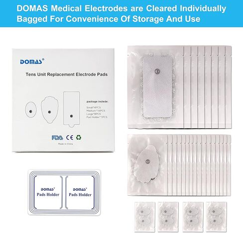 DOMAS 28 Pcs TENS Unit Replacement Pads Premium Reusable Electrode Pads（Snap On 3.5MM),Self Adhesive Electro Therapy Patches for Electrical Stimulation,Non Irritating Stim Pads Design in Kuwait