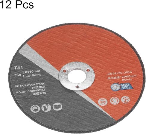 HARFINGTON 12 قطعة من عجلات القطع 3 بوصة × 0.04 بوصة × 3/8 بوصة معدنية رفيعة من الفولاذ المقاوم للصدأ سريعة التنظيف وعجلات تقطيع معدنية لطاحونة الزوايا، أسود in Kuwait