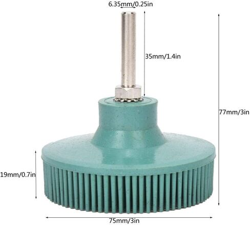 3Inch Bristle Disc Emery Rubber Abrasive Brush Deburring Polishing Grinding Wheel(Green 50#) in Kuwait