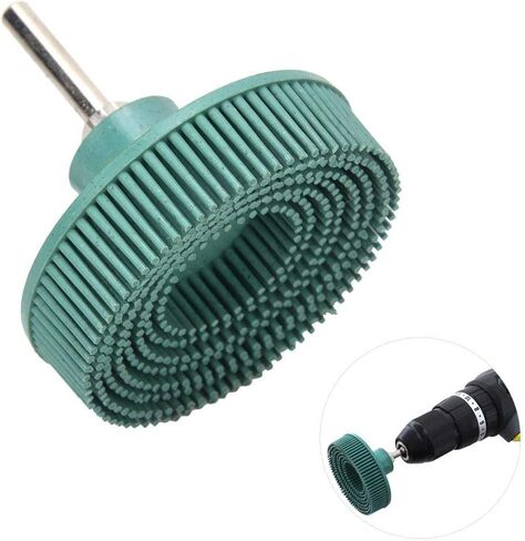 3Inch Bristle Disc Emery Rubber Abrasive Brush Deburring Polishing Grinding Wheel(Green 50#) in Kuwait
