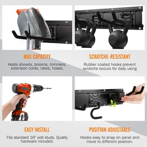 SMARTOLOGY Extra S Hook Rail Rack System, One pack, for holder mop utilities and more (1) in Kuwait