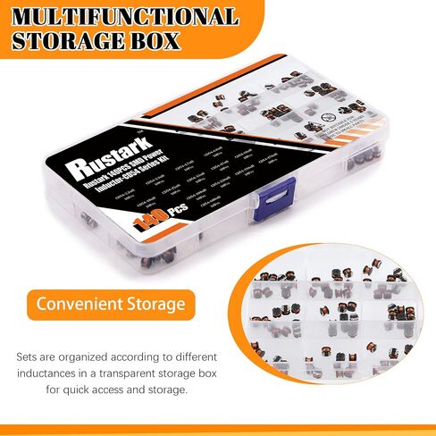 Rustark 141 قطعة 14 قيم CD54 SMD مجموعة متنوعة من محاثات الطاقة مع صندوق تخزين 2.2uH - 680uH رقاقة المحاثات 5.8 مللي متر سلك الجرح رقاقة in Kuwait