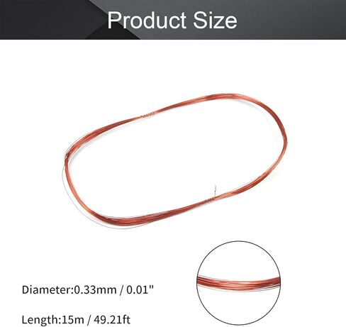 Fielect 0.33 مم سلك مغناطيسي داخلي مطلي بالمينا سلك نحاسي ملفوف بطول 49.2 قدم QZ-2-130 نموذج يستخدم على نطاق واسع لمجموعة متنوعة من المحركات in Kuwait