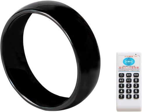 RFID Rewritable 125KHz/13.56MHz ID/IC T5577/UID Changeable Black Ceramics Smart Finger Ring for Men or Women, with One RFID Reader Copier for Duplicate (Black 125khz 18mm) in Kuwait