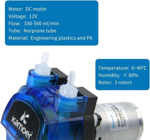 Peristaltic pump 12V dc Kamoer high flow 500ml/min KHM 3 rotors liquid dosing pump Norprene tubing 4mm ID × 7.2mm OD in Saudi Arabia