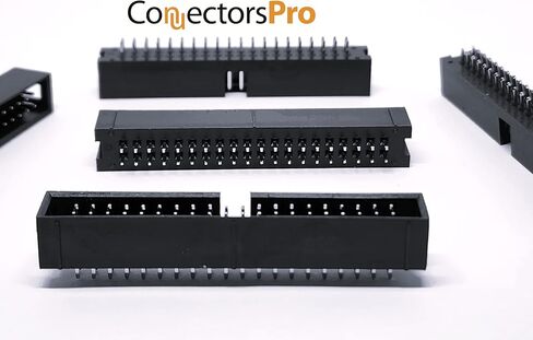 موصلات Pro 25 حزمة 40P DC3 2.54 مم 0.1 بوصة رؤوس صندوق ذكر 40 دبوس 2 × 20 صف مزدوج 40 دبابيس M/M دبوس مستقيم PCB DIP، صف مزدوج 2 × 20 40-P موصل IDC in Kuwait