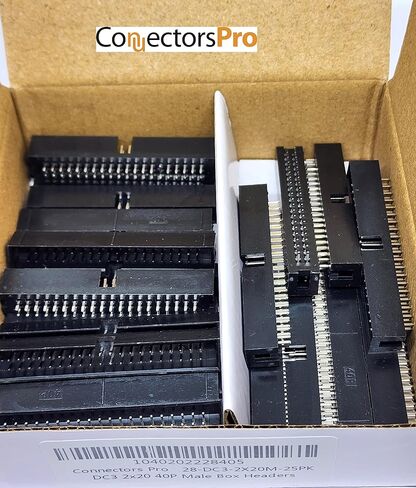 موصلات Pro 25 حزمة 40P DC3 2.54 مم 0.1 بوصة رؤوس صندوق ذكر 40 دبوس 2 × 20 صف مزدوج 40 دبابيس M/M دبوس مستقيم PCB DIP، صف مزدوج 2 × 20 40-P موصل IDC in Kuwait