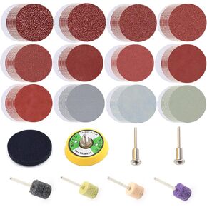 137 قطعة من أقراص الصنفرة مقاس 2 بوصة، 40-7000 حبيبة مع إسفنجة تلميع وتلميع، لوحة داعمة للساق 1/8 بوصة، وسادات سنفرة لمطحنة الحفر والأدوات الدوارة المرفقة لتفاصيل التلميع in Kuwait