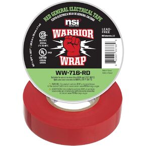 WarriorWrap General 3/4 بوصة × 60 قدم 7 مل شريط كهربائي من الفينيل، أحمر in Kuwait
