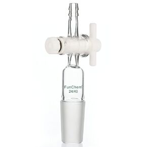 FunChem Vacuum Flow Control Adapter with PTFE Stopcock, 24/40 Joint and Straight Hose Connection, Premium Glassware for Laboratory, School in Saudi Arabia