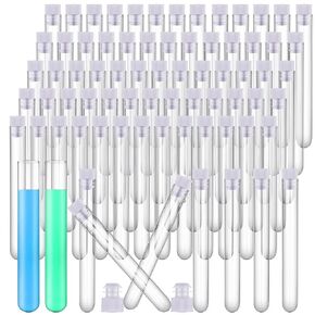 Xuhal 300 Pack Clear Plastic Test Tubes 12 x 100mm 12 ml Plastic Tubes with Caps Candy Tubes Test Lab Tubes for Scientific Themed Kids Birthday Party Supplies in Saudi Arabia
