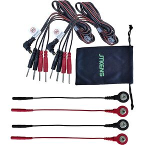 JTKENS 2pcs 4 in 1 Pin Type Electrode Lead Wires Cable for TENS/EMS/IF 2mm pin Cable connectors & 4pcs Tens Lead Wire Adapters in Kuwait