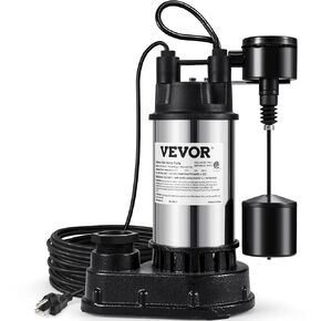VEVOR 1.5 HP مضخة غاطسة من الحديد الزهر والصلب، مضخة مياه غاطسة 6000 GPH مع مفتاح تعويم عمودي متكامل، لحوض المياه في الطابق السفلي ومنطقة الفيضانات in Kuwait