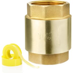 1-Inch Check Valve,Female NPT,No-Lead Brass,Female Pipe Thread Compatible with Most Pumps,Silent Check Valve,Prevents Backflow in Well or Irrigation Systems