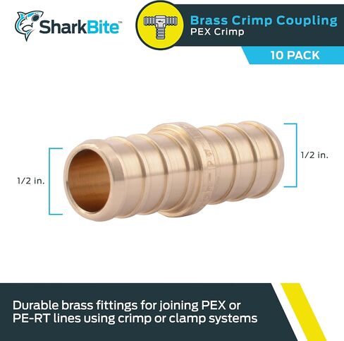 وصلات تجعيد SharkBite 1/2 بوصة، عبوة من 10 قطع، تركيبات سباكة نحاسية، أنابيب PEX، PE-RT، UC008LFA10 in Kuwait