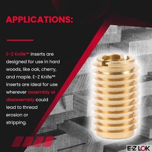 E-Z LOK 400-475 حشوة ملولبة للخشب الصلب، حشوات خيط نحاسية، 1/4-20 خيط داخلي، طول 0.75 بوصة، عبوة من 10 قطع in Saudi Arabia