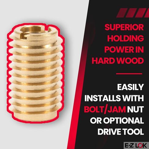 E-Z LOK 400-610 حشوة ملولبة للخشب الصلب، حشوات خيط نحاسية، 3/8-16 خيوط داخلية، طول 1.00 بوصة، عبوة من 10 قطع in Kuwait