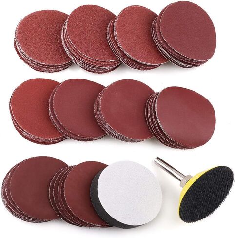 مجموعة أقراص السنفرة 5.08 سم، ورق صنفرة 100 قطعة 60-3000 حبيبة مع لوحة دعم عرقوب 0.635 سم ووسادة تخزين إسفنجية ناعمة، لأداة دوارة لطرف الثقب، مجموعة متنوعة من ورق الرمل والخطاطيف in Kuwait