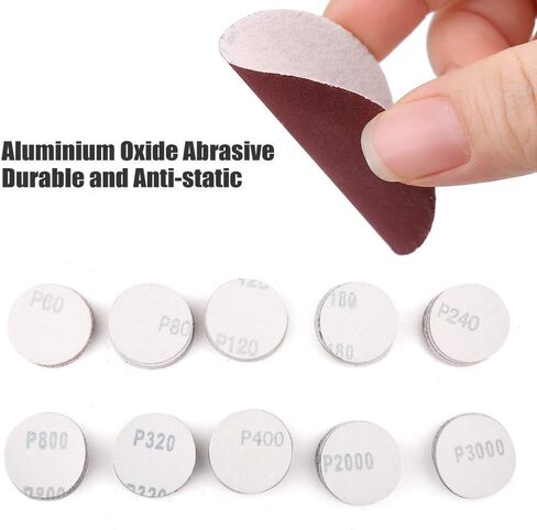 مجموعة أقراص السنفرة 5.08 سم، ورق صنفرة 100 قطعة 60-3000 حبيبة مع لوحة دعم عرقوب 0.635 سم ووسادة تخزين إسفنجية ناعمة، لأداة دوارة لطرف الثقب، مجموعة متنوعة من ورق الرمل والخطاطيف in Kuwait