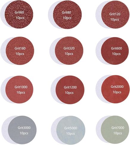 137 قطعة من أقراص الصنفرة مقاس 2 بوصة، 40-7000 حبيبة مع إسفنجة تلميع وتلميع، لوحة داعمة للساق 1/8 بوصة، وسادات سنفرة لمطحنة الحفر والأدوات الدوارة المرفقة لتفاصيل التلميع in Kuwait