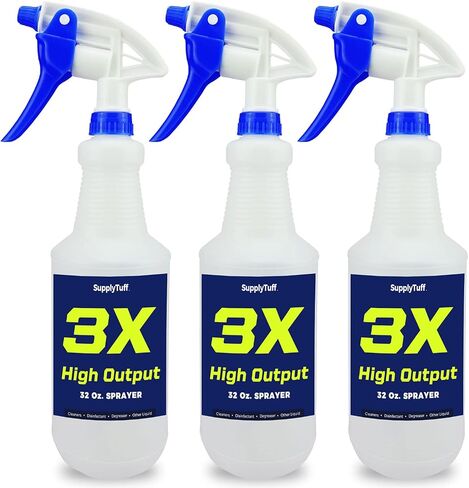 3X High Output Heavy Duty Spray Bottles for Cleaning Solutions, 2 Pack, 32 oz Commercial, Industrial Spray Bottles for Household Cleaning and Car Detailing. in Kuwait