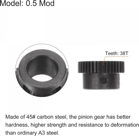 مجموعة تروس ترس uxcell، 45# حامل محرك من الصلب الكربوني مع خطوة سوداء، 0.5 Mod 38T 10 مم قطر خارجي 20 مم، مجموعة مسامير M4 متضمنة in Saudi Arabia