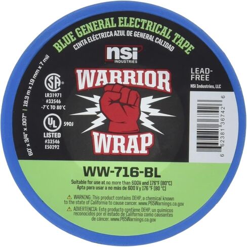 WarriorWrap General 3/4 in. x 60 ft. 7 mil Vinyl Electrical Tape, Blue in Kuwait