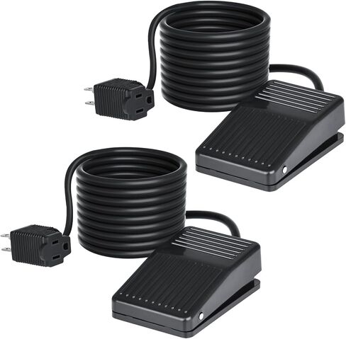 نورجين 2 حزمة مفتاح القدم، 6.5 قدم مؤقتة دواسة القدم التبديل التحكم في آلة النجارة، عادة قبالة دواسة التحكم في القدم مع المكونات على الظهر (3-الشعب) نمط ديدمان in Kuwait