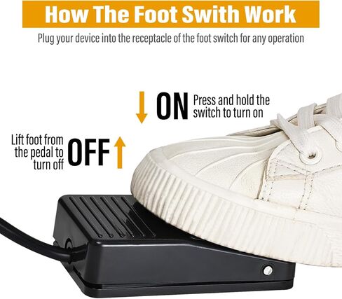 نورجين 2 حزمة مفتاح القدم، 6.5 قدم مؤقتة دواسة القدم التبديل التحكم في آلة النجارة، عادة قبالة دواسة التحكم في القدم مع المكونات على الظهر (3-الشعب) نمط ديدمان in Kuwait