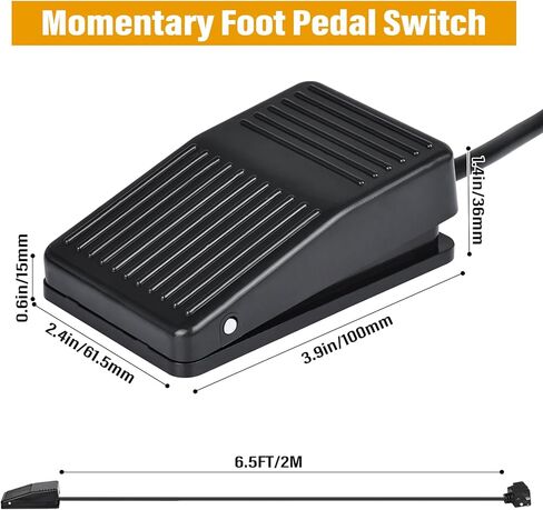 نورجين 2 حزمة مفتاح القدم، 6.5 قدم مؤقتة دواسة القدم التبديل التحكم في آلة النجارة، عادة قبالة دواسة التحكم في القدم مع المكونات على الظهر (3-الشعب) نمط ديدمان in Kuwait