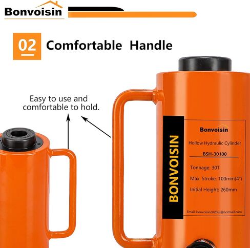 Bonvoisin 30T 4 بوصة أسطوانة هيدروليكية مجوفة جاك بورتا باور رام أسطوانات رفع واحدة بالوكالة 4 "السكتة الدماغية لآلات بناء السفن in Kuwait