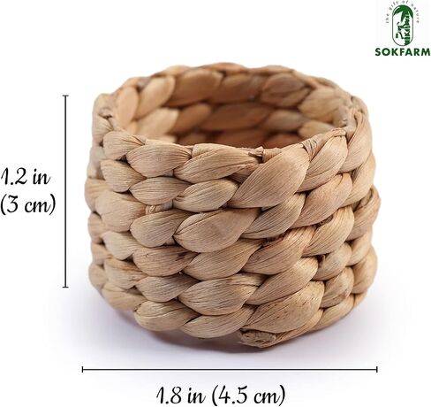 12pcs Round Woven Napkin Ring, Water Hyacinth Napkins Rings, Rustic Napkin Rings, Handmade Braided Grass and Bead Napkin Ring, Farmhouse Napkin Rings, Spring Napkin Rings, Napkin Holder Set of 12 in Kuwait