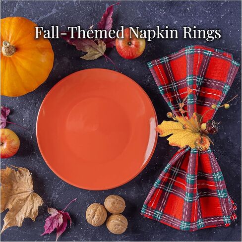 خواتم منديل بتصميم Angel Isabella, LLC تحت عنوان الخريف: موضوع حصاد القيقب الفاكهة اليقطين عيد الشكر عشاء تجتمع (6 قطع قرعة) in Kuwait