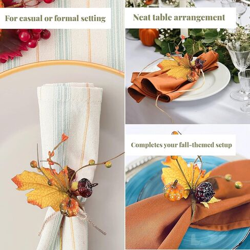 خواتم منديل بتصميم Angel Isabella, LLC تحت عنوان الخريف: موضوع حصاد القيقب الفاكهة اليقطين عيد الشكر عشاء تجتمع (6 قطع قرعة) in Kuwait