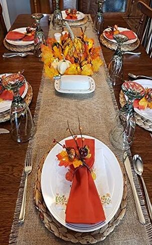 خواتم منديل بتصميم Angel Isabella, LLC تحت عنوان الخريف: موضوع حصاد القيقب الفاكهة اليقطين عيد الشكر عشاء تجتمع (6 قطع قرعة) in Kuwait