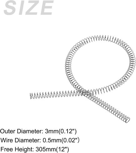 نوابض ضغط METALLIXITY (1 × 10 مم OD، طول حر 305 مم) زنبرك تمديد من الفولاذ المقاوم للصدأ 304 - لمتجر إصلاحات المنزل، والمشروعات اليدوية، لون فضي in Kuwait