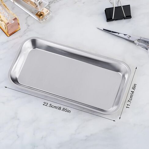 6 عبوات من صينية جراحية صغيرة من GETTON، 201 صينية من الفولاذ المقاوم للصدأ مع صواني غير ملحومة وارتفاع متوسط ​​للحافة لمنظم أدوات ثقب وشم الأسنان في المختبر in Kuwait