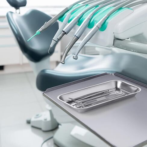 6 عبوات من صينية جراحية صغيرة من GETTON، 201 صينية من الفولاذ المقاوم للصدأ مع صواني غير ملحومة وارتفاع متوسط ​​للحافة لمنظم أدوات ثقب وشم الأسنان في المختبر in Kuwait