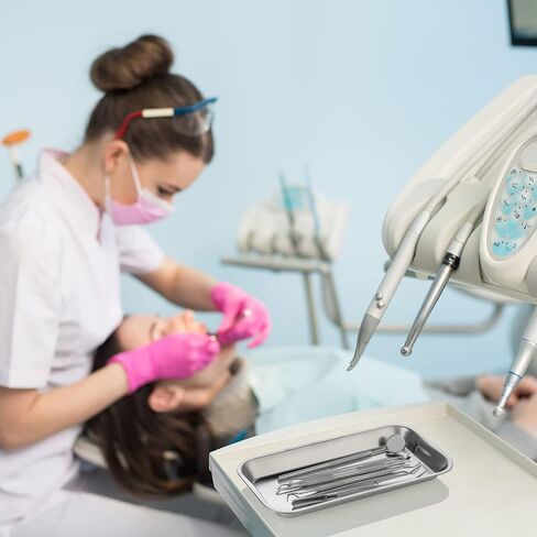 6 عبوات من صينية جراحية صغيرة من GETTON، 201 صينية من الفولاذ المقاوم للصدأ مع صواني غير ملحومة وارتفاع متوسط ​​للحافة لمنظم أدوات ثقب وشم الأسنان في المختبر in Kuwait