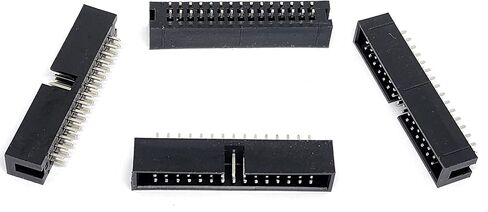 موصلات Pro 25-Pack 30P DC3 2.54mm 0.1 "Pitch 30 Pins Male Box Heads 2x15 صفوف مزدوجة 30P ذكر مستقيم دبوس PCB DIP، صف مزدوج 2x15 30-P 2.54 ملم DC3 IDC موصل in Kuwait