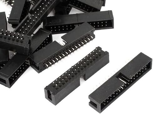 موصلات Pro 25-Pack 30P DC3 2.54mm 0.1 "Pitch 30 Pins Male Box Heads 2x15 صفوف مزدوجة 30P ذكر مستقيم دبوس PCB DIP، صف مزدوج 2x15 30-P 2.54 ملم DC3 IDC موصل in Kuwait