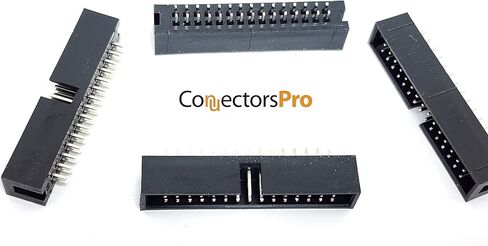 موصلات Pro 25-Pack 30P DC3 2.54mm 0.1 "Pitch 30 Pins Male Box Heads 2x15 صفوف مزدوجة 30P ذكر مستقيم دبوس PCB DIP، صف مزدوج 2x15 30-P 2.54 ملم DC3 IDC موصل in Kuwait