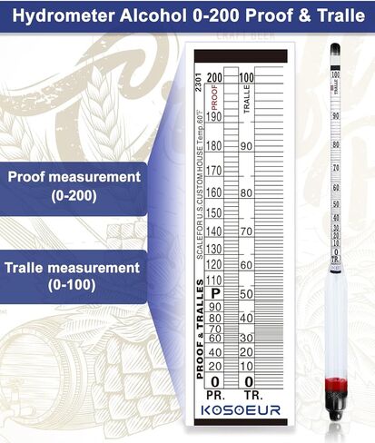 مقياس كثافة الكحول في الكحول 0-200، مقياس الكحول الدقيق، جهاز اختبار الكحول للمشروبات الكحولية، جهاز اختبار مقاومة الكحول من ABV، مقياس كثافة الكحول في الكحول لغو القمر، والمشروبات الروحية، والتدقيق، والتقطير in Kuwait