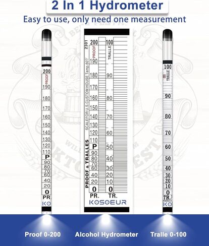 مقياس كثافة الكحول في الكحول 0-200، مقياس الكحول الدقيق، جهاز اختبار الكحول للمشروبات الكحولية، جهاز اختبار مقاومة الكحول من ABV، مقياس كثافة الكحول في الكحول لغو القمر، والمشروبات الروحية، والتدقيق، والتقطير in Kuwait