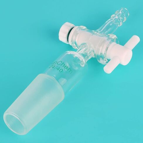 FunChem Vacuum Flow Control Adapter with PTFE Stopcock, 24/40 Joint and Straight Hose Connection, Premium Glassware for Laboratory, School in Saudi Arabia