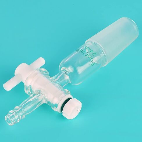 FunChem Vacuum Flow Control Adapter with PTFE Stopcock, 24/40 Joint and Straight Hose Connection, Premium Glassware for Laboratory, School in Saudi Arabia