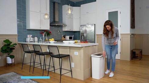SIMPLI-MAGIC 79503 سلة مهملات بمستشعر بدون لمس سعة 13 جالون، سلة قمامة مستطيلة، مثالية للمنزل والمطبخ والمكتب باللون الأبيض in Kuwait